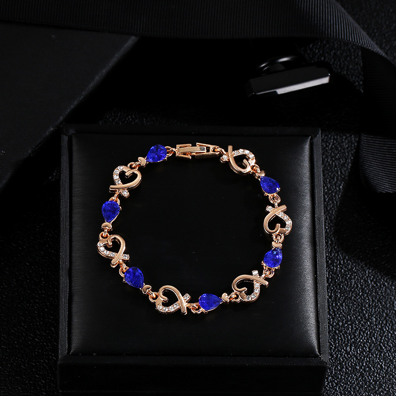 Korean Style Love Bracelet Hollow Temperament Flower Rhinestone Ladies Bracelet Heart Chain Bracelet Valentine's Day Gift