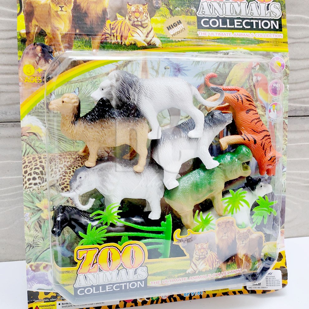 Zoo Animals Collection 9161 Mainan Hewan Liar Harimau Singa Kuda Nil Unta