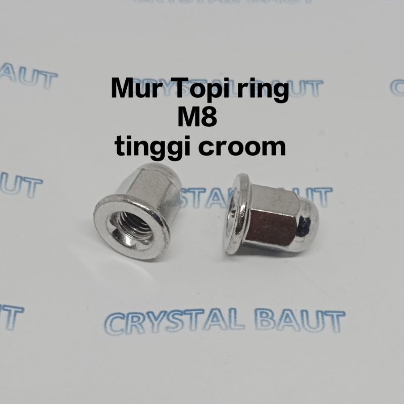 Mur topi M8 Tinggi Chrome /Buat Baut Kunci 12