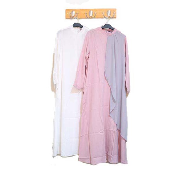 Elzatta Gamis Famitha Sifon-Pink dan Putih