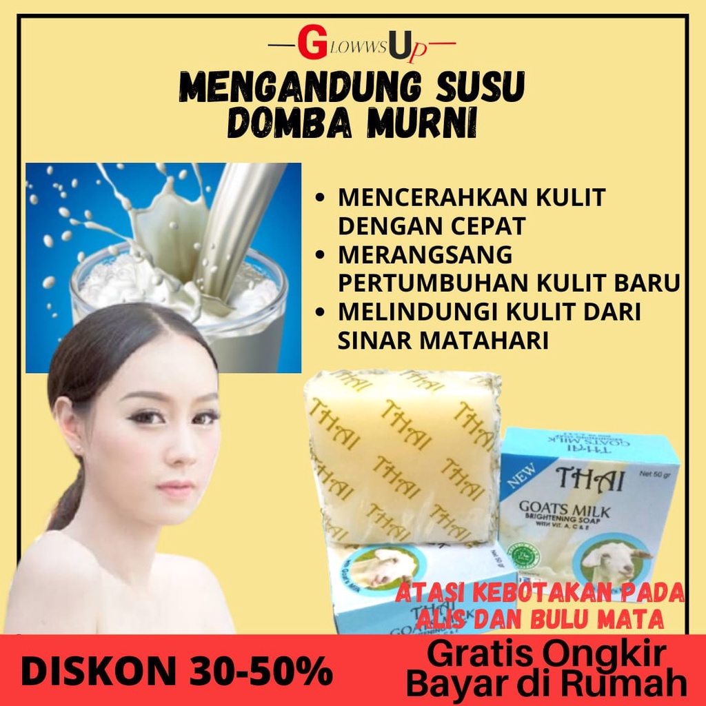 SABUN SUSU KAMBING PEMUTIH PENGHALUS TUBUH THAI GOATS MILK BRIGHTENING SOAP 50GR SABUN SUSU KAMBING