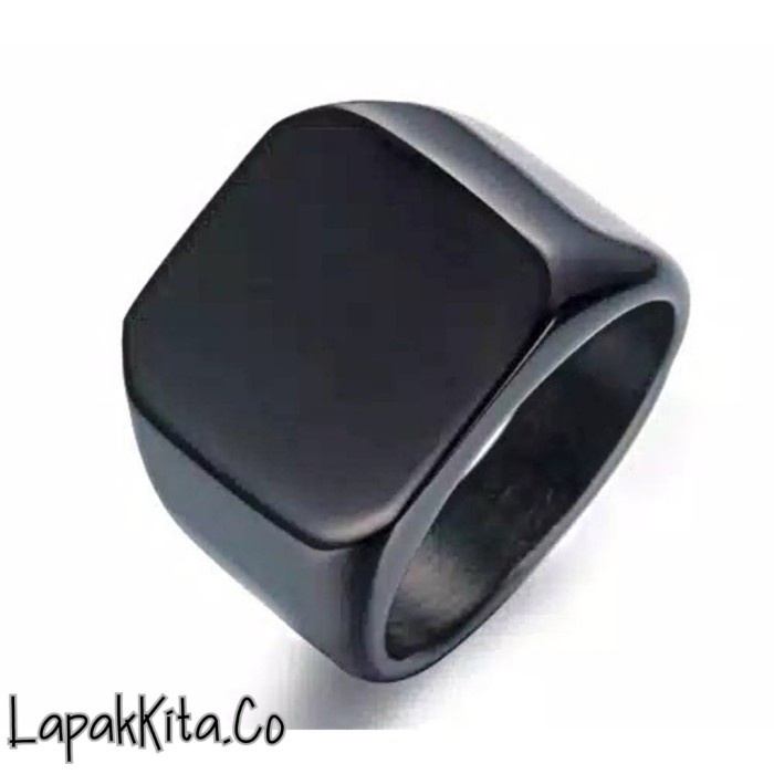 Cincin Pria Titanium Hitam Polos Kotak / Cincin Pria Hitam Titanium