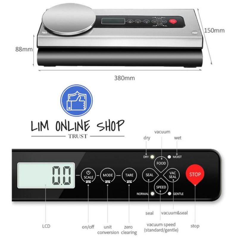 Mesin Vacuum Sealer Timbangan Dapur Digital Scale 2KG Portable Packing Pembungkus Makanan Grade Food