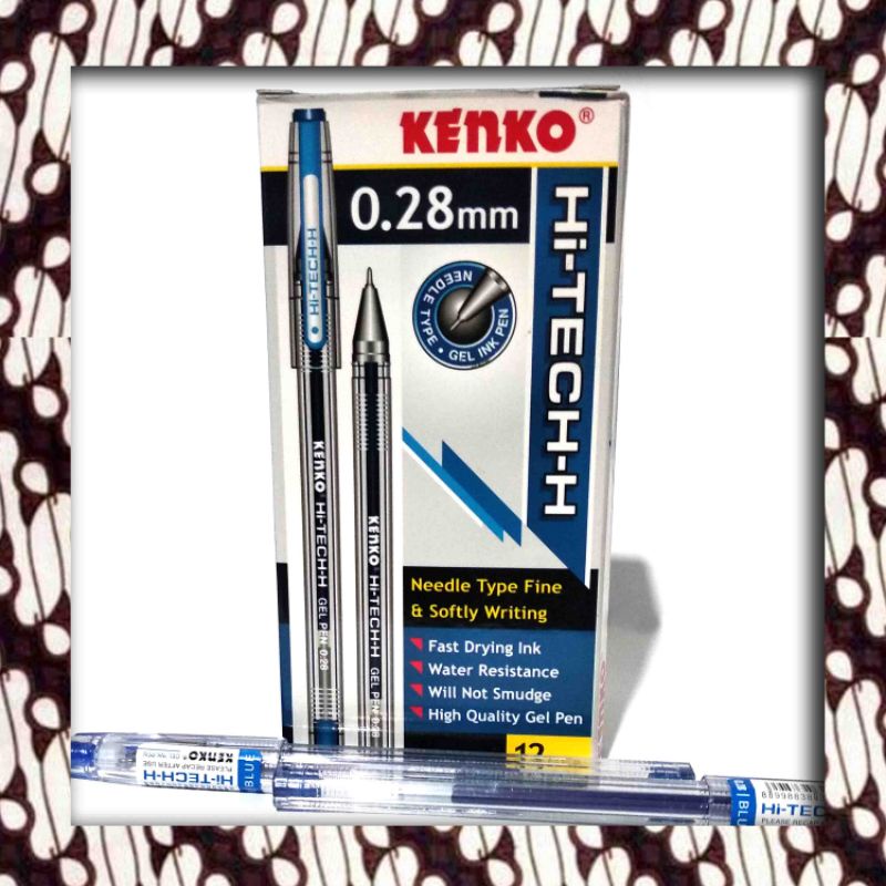 KENKO HI-TECH H-0.28 mm warna biru Polpen, polpoin