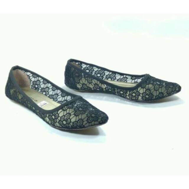 BORNEO - SEPATU B05KB FLATSHOES GRATICA   BRUKAT HITAM-SALEM