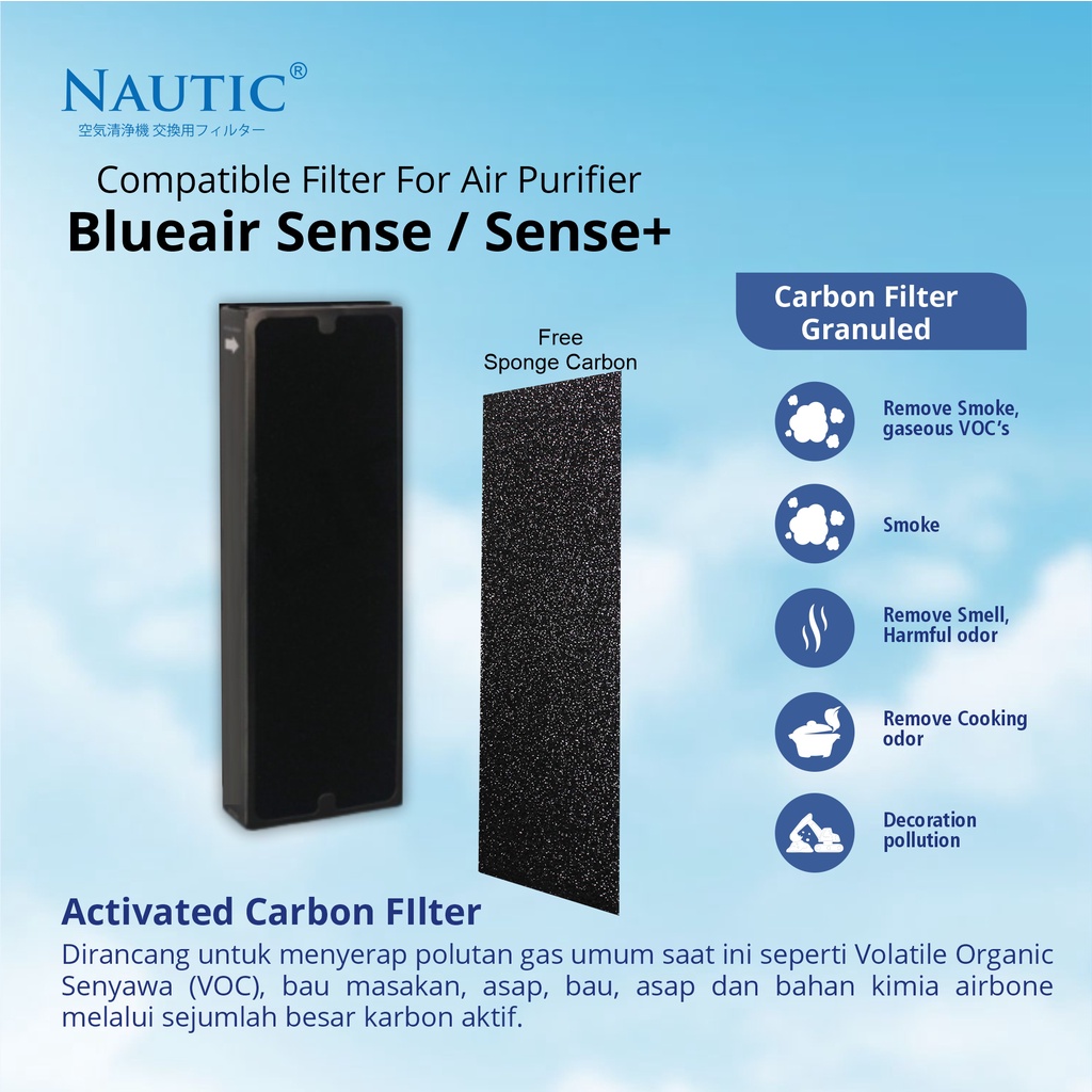 NAUTIC - Replacement Filter untuk Blu*air Sense+ / Sense HEPA CARBON FILTER sense + ADAPTED FILTER