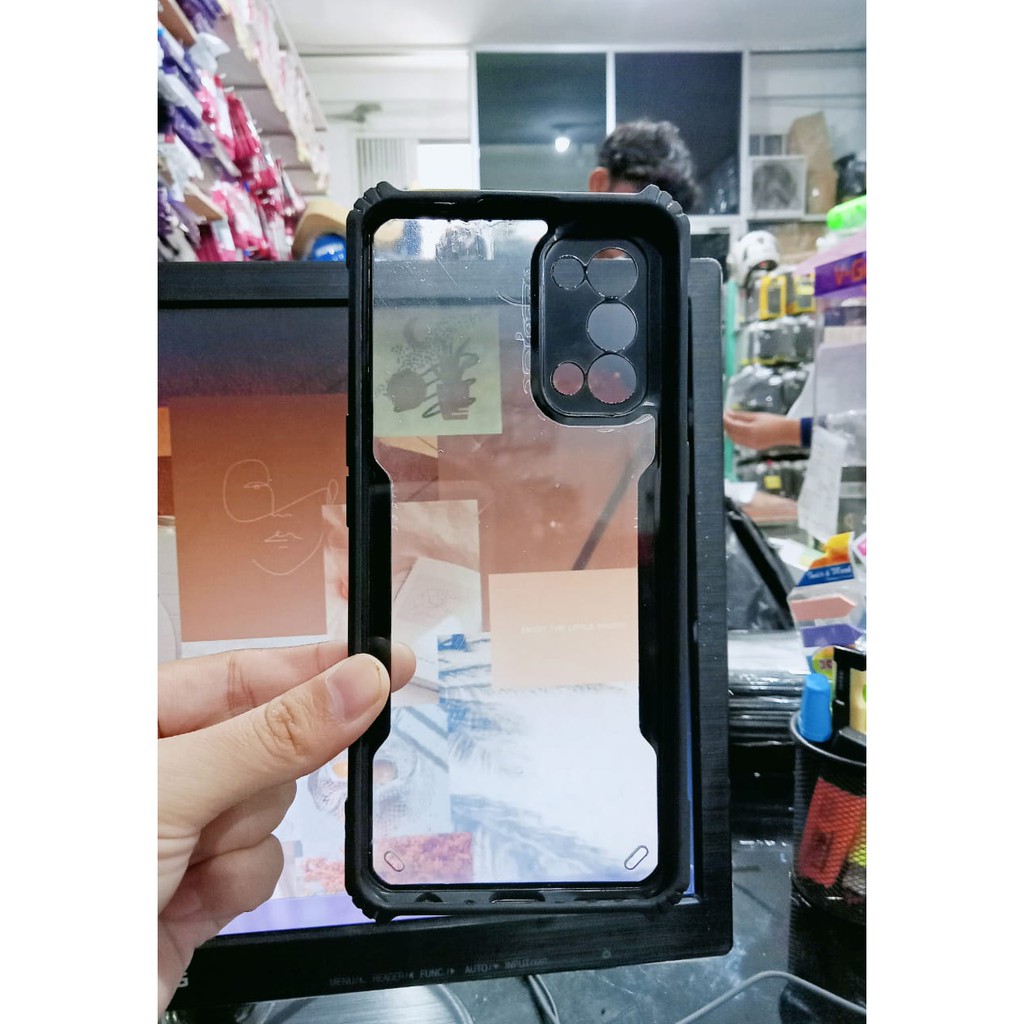 Anti Shocking Oppo RENO5 5G 6.43 Inch Hardcase Mika List Hitam Acrylic Case