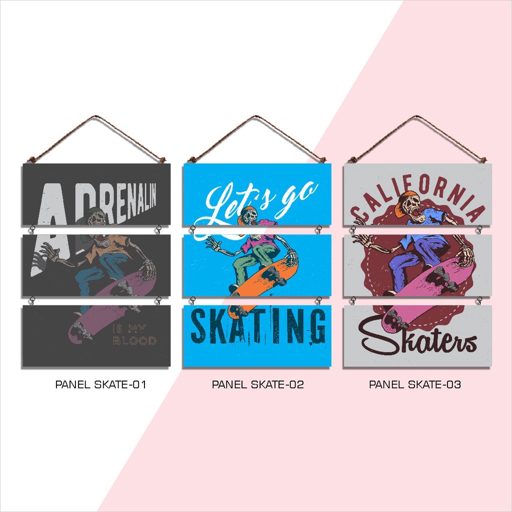 Hiasan Pajangan Dinding Walldecor Poster Kayu Panel Skate Dekorasi ruangan Rumah Kamar Cowok Cafe