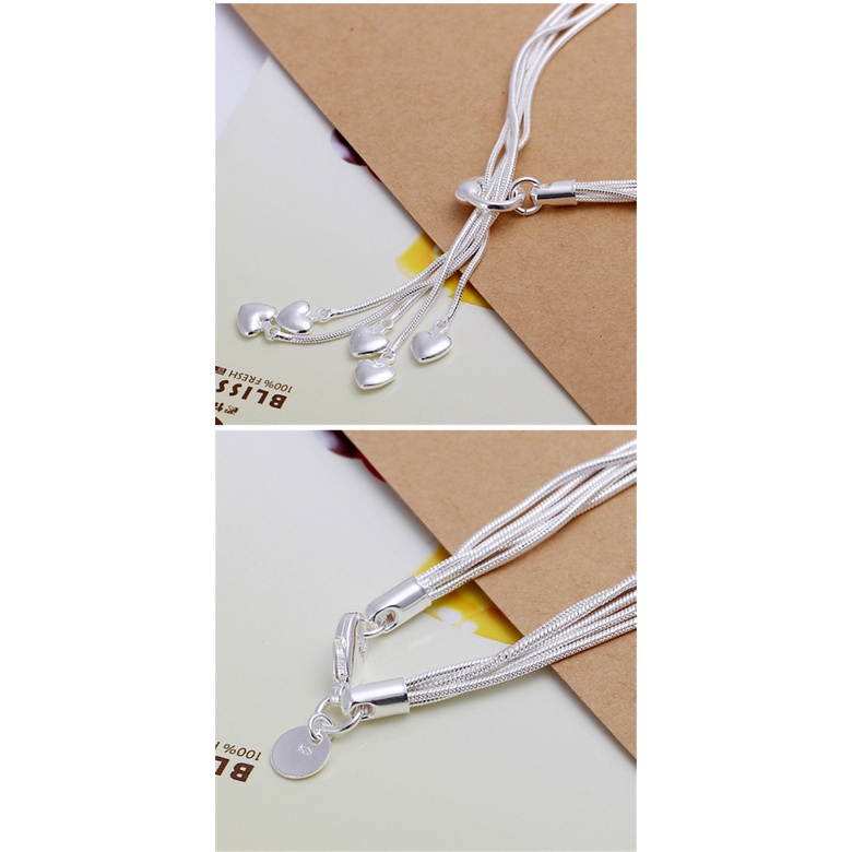 Gelang Rumbai Bentuk Hati Bahan Stainless Steel Lapis Silver Gaya Eropa Amerika Untuk Wanita