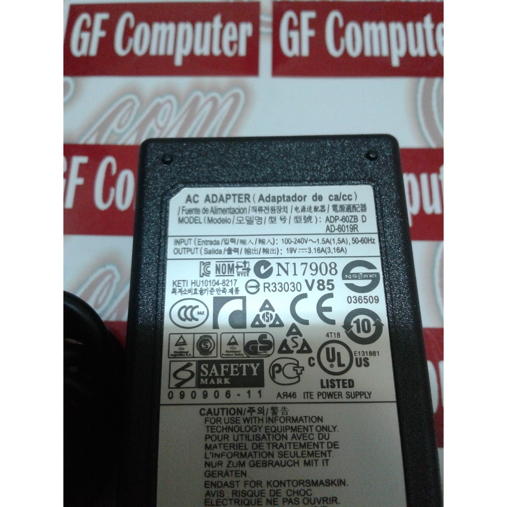 Adaptor / Charger Samsung 19V - 3.16A (PIN) ORIGINAL Samsung sens890 sens870 sens860 sens855