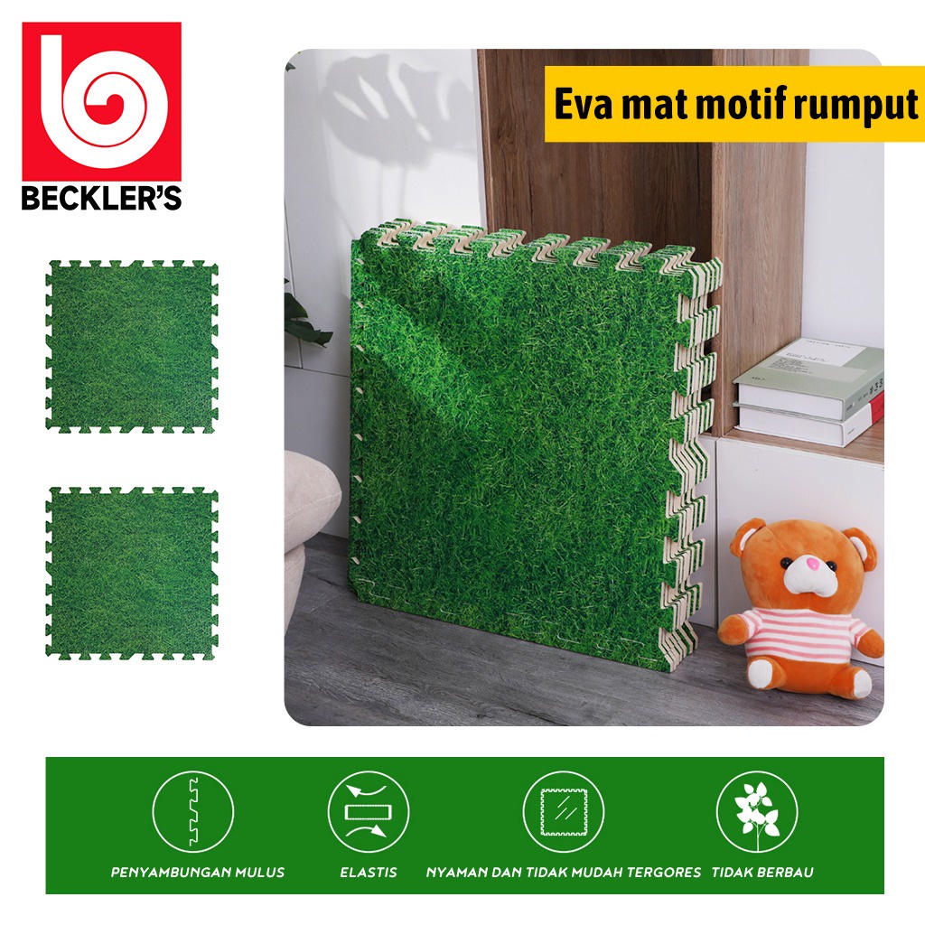 Evamat Rumput MATRAS PUZZLE LANTAI MOTIF RUMPUT Merk Bright Crown 30X30CM (1PACK 9PCS)