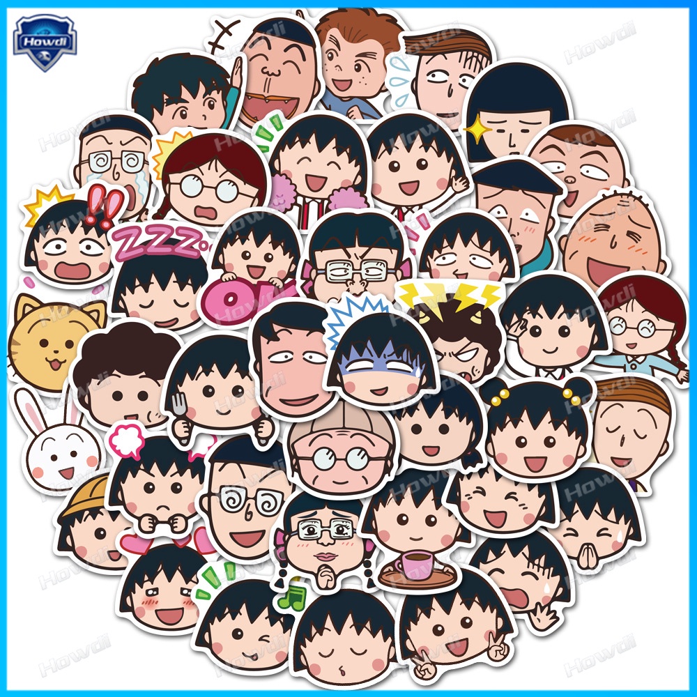 Stiker Lucu Chibi Maruko-chan Tahan Air Untuk Helm Motor / Mobil