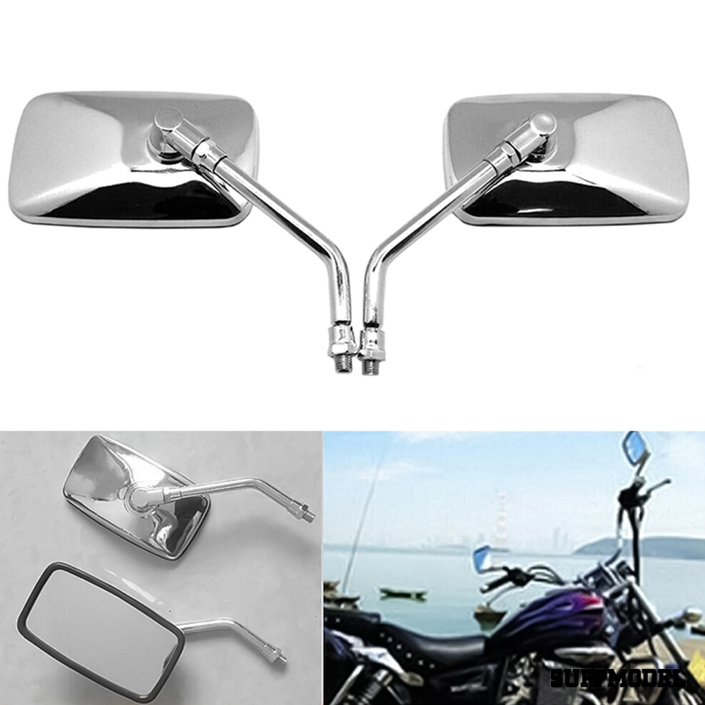 SPM 2Pcs 10mm Universal Rectangle Shaped Motorcycle Handlebar Rear View Side Mirrors