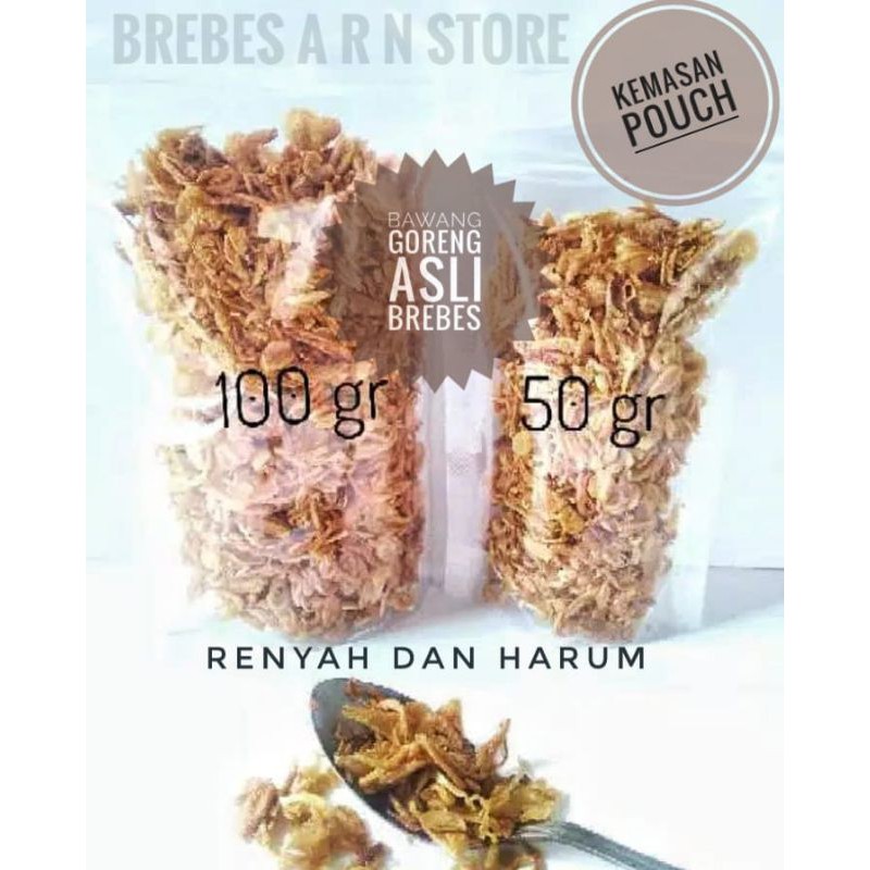 

BAWANG GORENG BREBES ASLI 100 GRAM, BAWANG GORENG BREBES (Renyah, Gurih, Lezat Tanpa Pengawet)