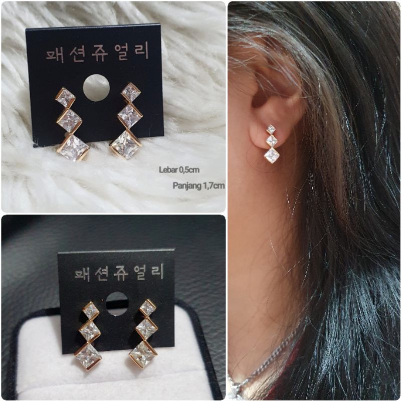 Anting Silver925 perak Earring platgold Branded Premium Quality Anti karat anti alergi R557