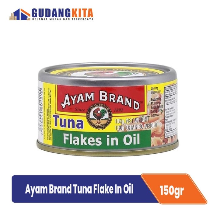 

5ds45ss Ikan Tuna Kaleng Flakes In Oil Ayam Brand 185G - Potongan Kecil Xa20X1