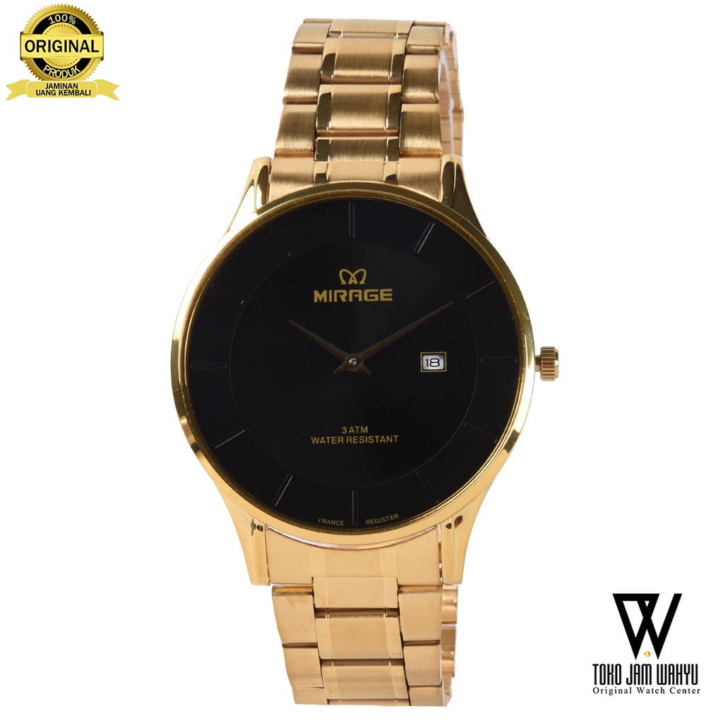 Mirage 8670 - Jam Tangan Pria - Gold - Stainless Steel Bracelet