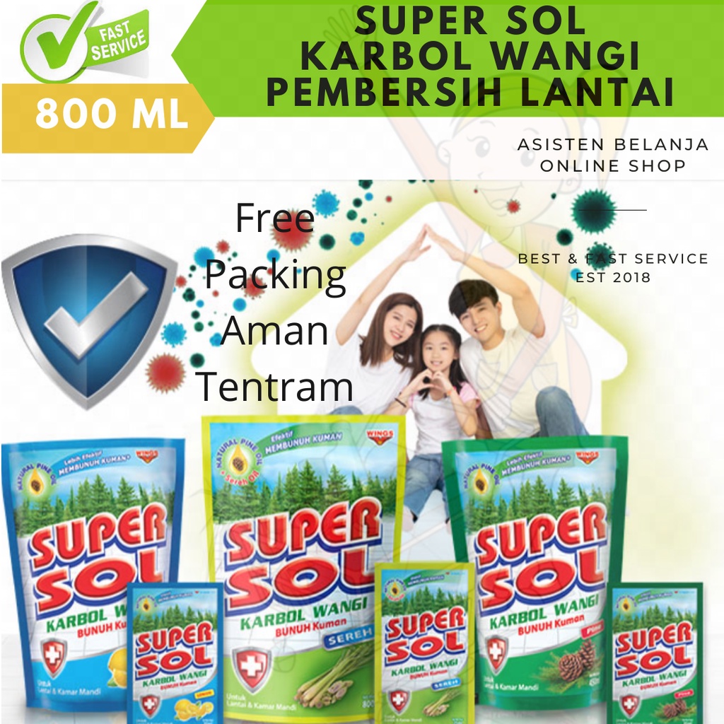 SUPERSOL Super Sol Karbol Wangi Cemara Pine Sereh Lemon Mint Eucalyptus 750 755 780 800 ml 800ml Pembersih Lantai Wipol SoKlin So Klin 750ml 755ml 780ml