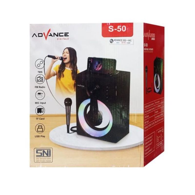 SPEAKER BLUETOOTH PORTABLE ADVANCE S-50/SALON AKTIF MP3 SPEAKER WIRELESS EXTRA SUPER SOUND RADIO FM