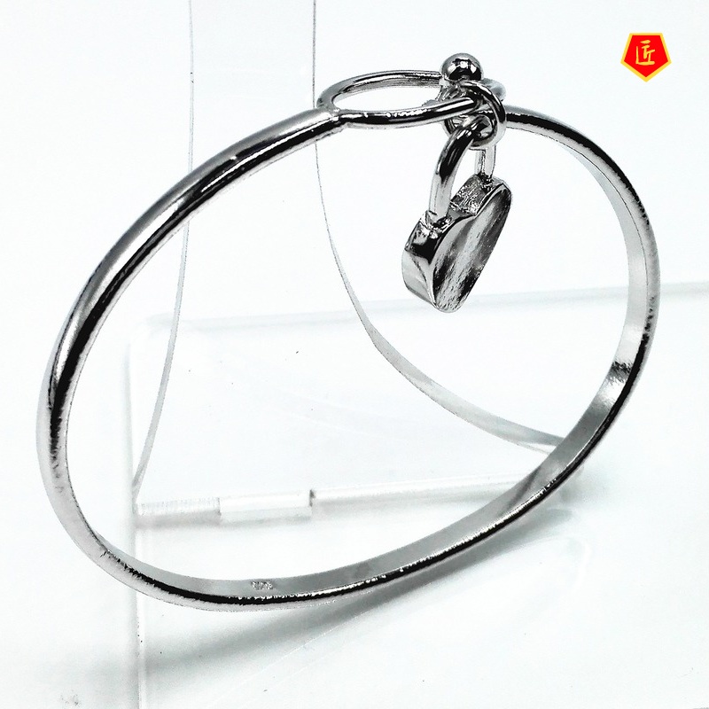 [Ready Stock]Fashion Heart Lock Pendant Silver Bracelet