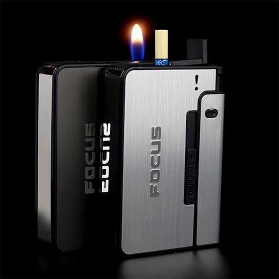 FOCUS 001 Kotak tempat roko dan Korek Api Bara Premium Lighter Bahan Metal Elegan Berkualitas