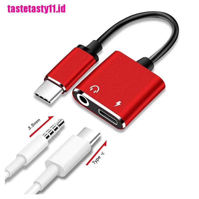 2 In 1 Adapter Splitter Usb Tipe C Ke 3 5 Jack Headphone Audio Charging