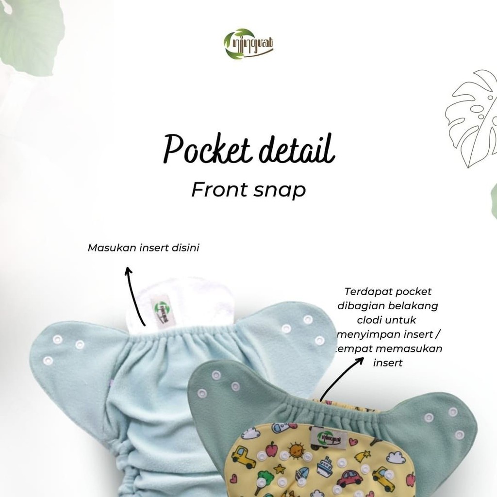 Ningrat Clodi Front Snap - Insert Popok Kain Cuci Ulang Tipe Kancing Cloth Diapers dari Newborn