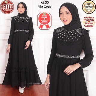 Jual CHIANOZ Gamis Putih Hitam Ceruti Mewah Premium Sifon Renda Brukat