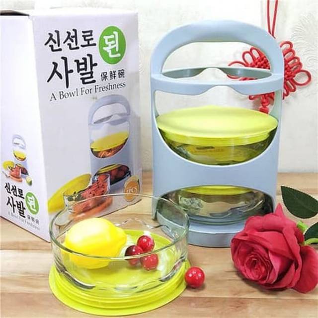 A Bowl For Freshness Glassware 3in1 Rantang Kaca 3 Susun Mangkok Trendy Kekinian Mangkuk Modern Lucu