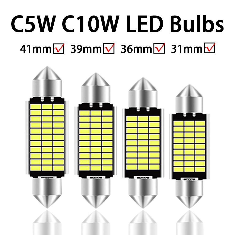 1pc Lampu Led C5W C10W Festoon Canbus 31mm 36mm 39mm 41mm Untuk Interior Mobil