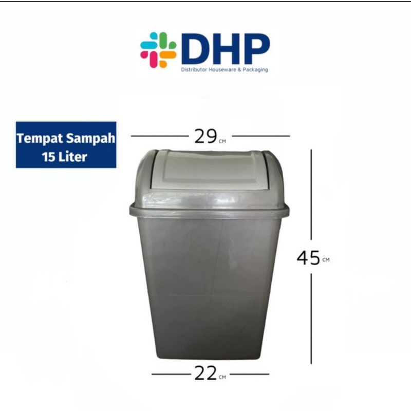 Tempat / Tong Sampah 15 Liter Wadah Plastik Tutup Besar Kotak