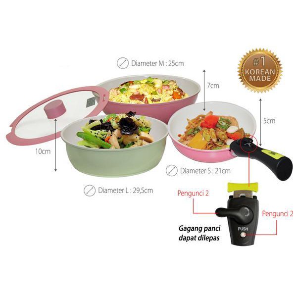 Pan Pallas Ceramic Cooking Pan Modern PALLAS GOLD set ASLI Made in Korea