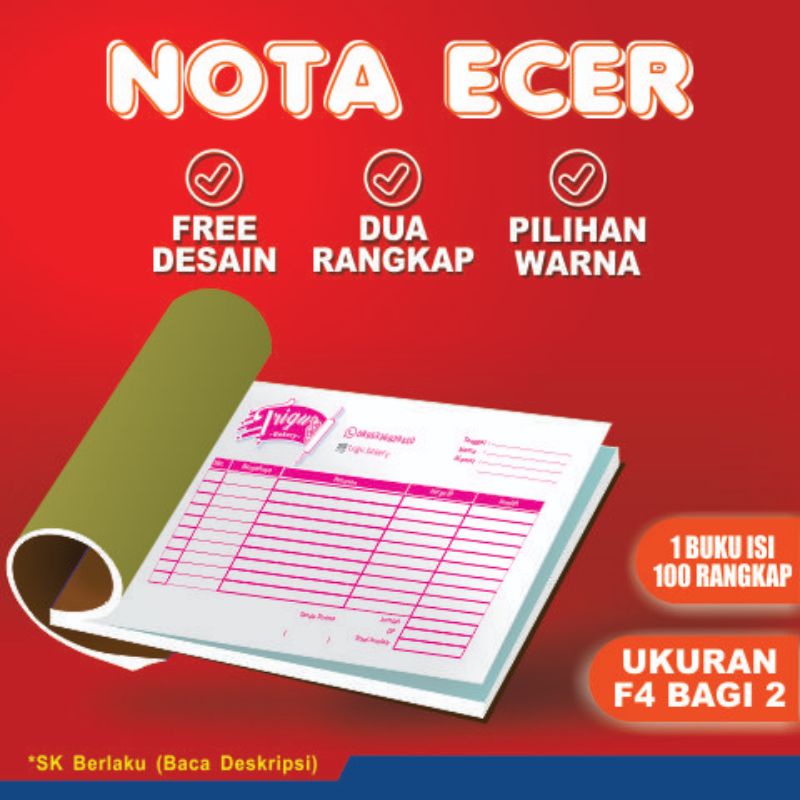 

Nota / Kwitansi Eceran / Satuan Harga Merupakan 2 Bandel/Buku