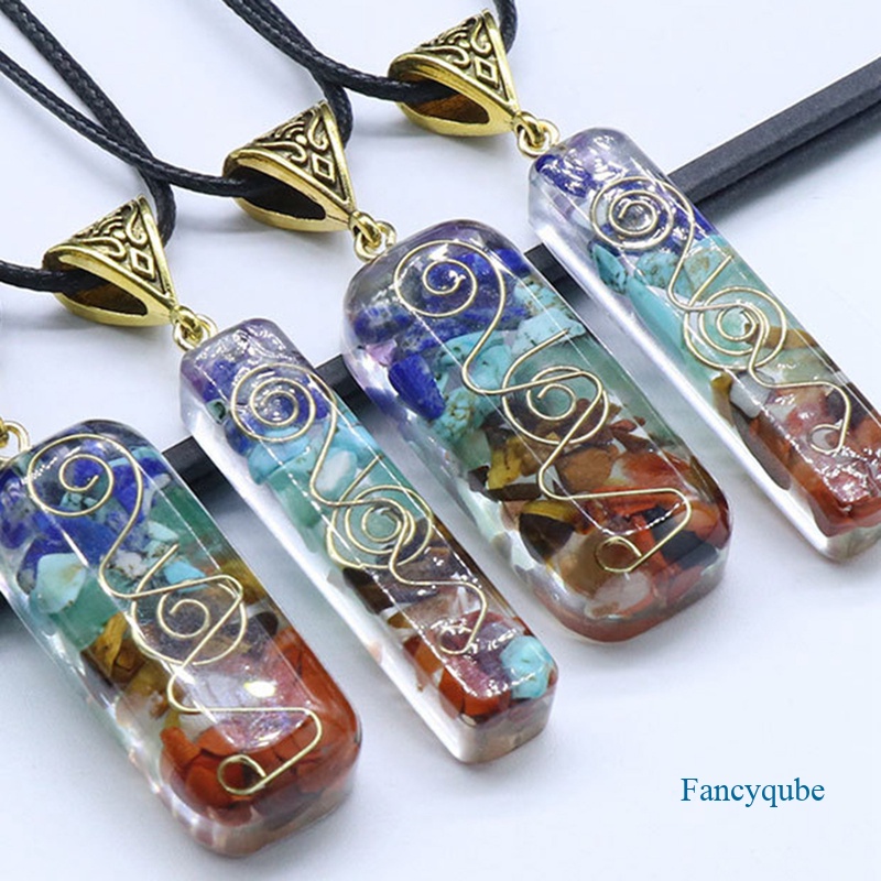 Fancyqube Kalung Liontin Batu Permata 7 Chakra Penyembuhan