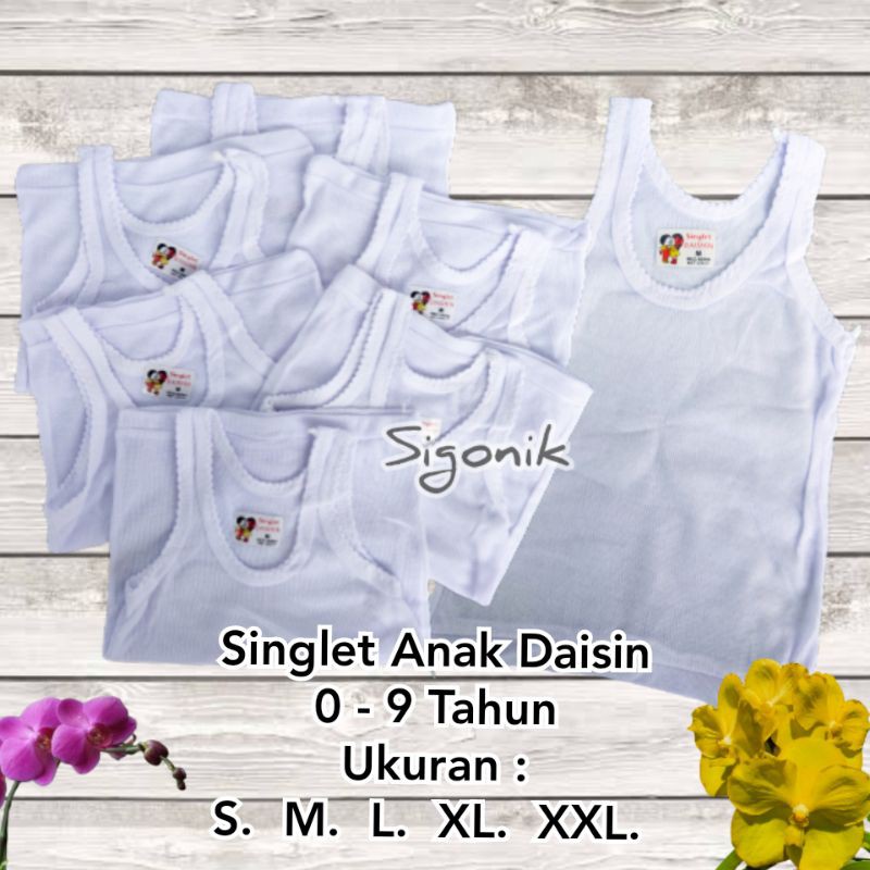 Singlet Pakaian Dalam Anak Cowok Cewek Daishin S M L XL XXL Batita Balita PAUD TK SD 0 - 9 tahun