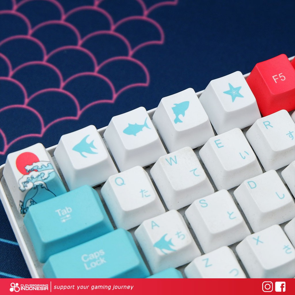 Aditional Keycaps Coral Sea Japanese PBT Satuan - Ukiyo-e