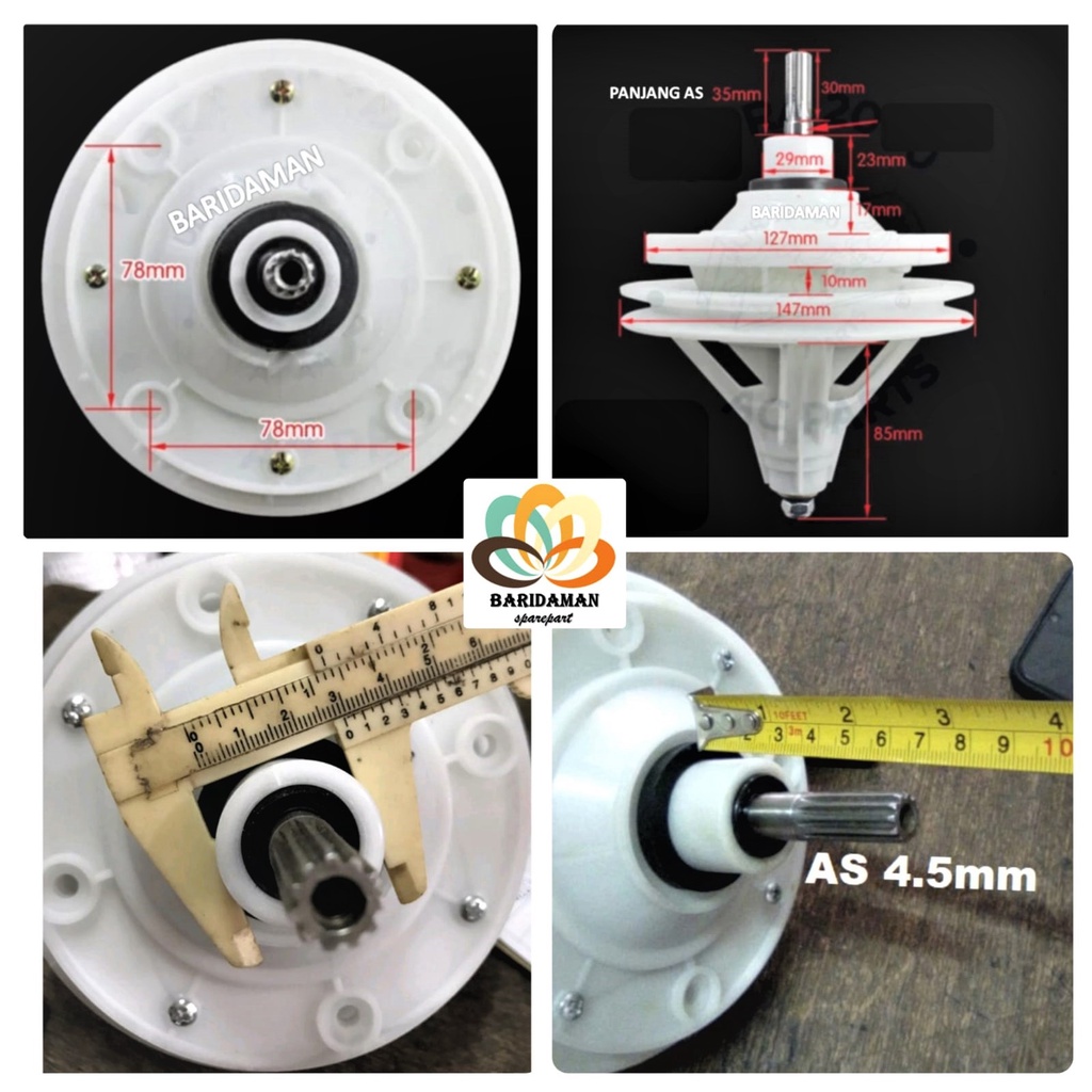 Gear box Gearbox Umum Universal Mesin cuci 4 lubang AS 10 11 Kotak Petak