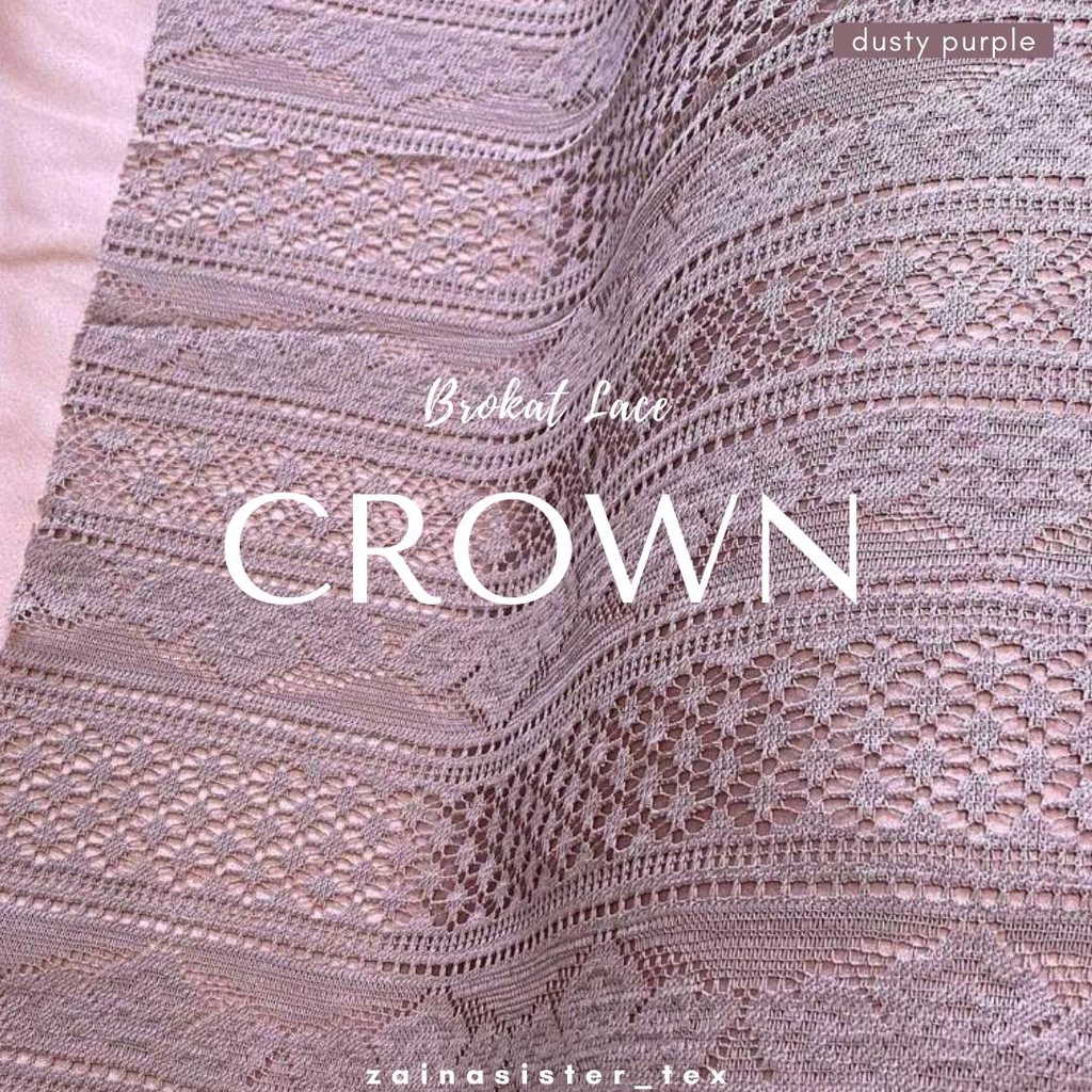 Kain Brukat Lace Salur Crown Premium  Dusty Purple Premium Meteran Murah Halus