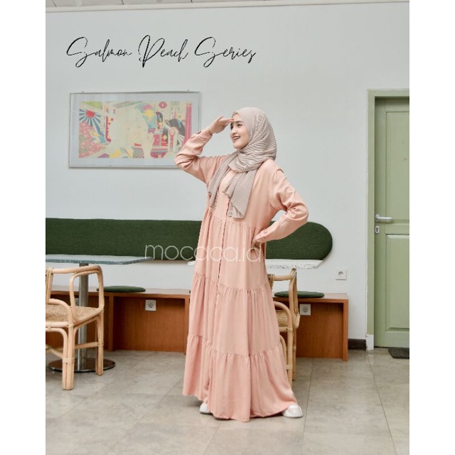 Dess polos ootd salem peach salmon katun rayon twill jumbo model ruffle babydoll