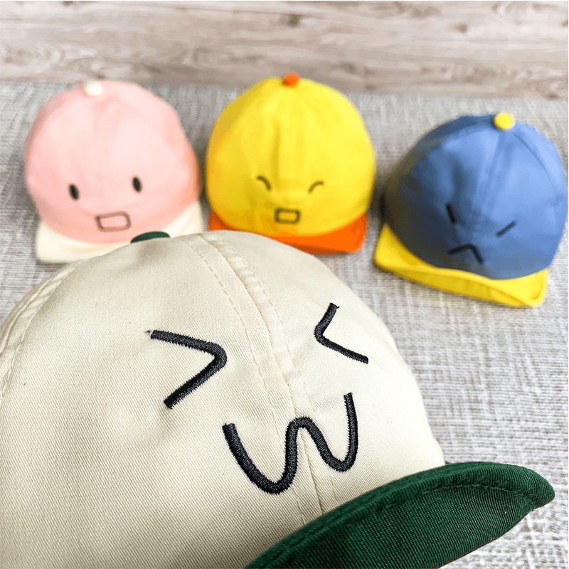 Jocoproduction - Topi Baseball Fashion Hat Anak Bayi Laki-laki & Perempuan Motif Ekspresi Lucu Bordir Emoji Unisex-7