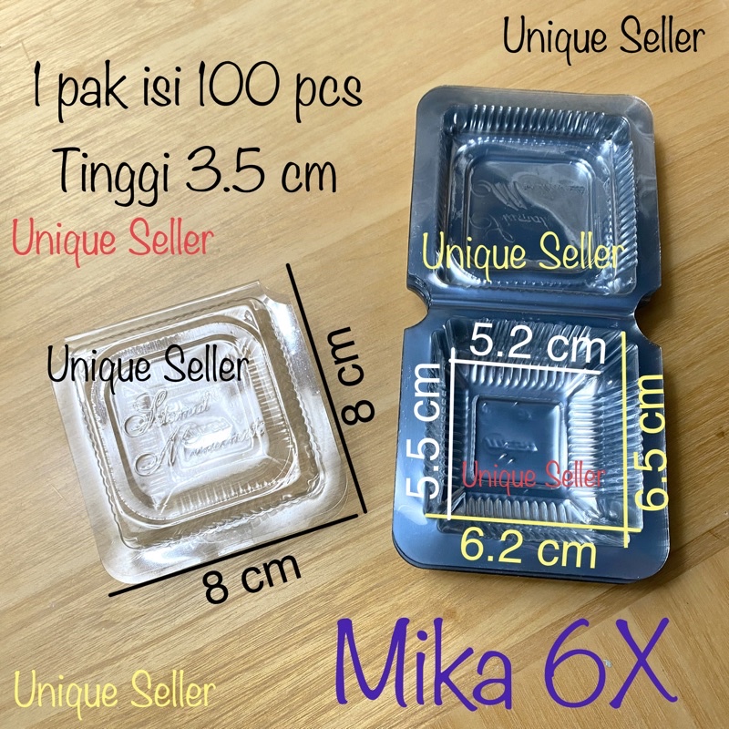 Mika 6X isi 100 pcs / Tray Mika 8 cm / Mika Kue Kotak Mega 6 X / Mika Mega 6X / Tray Mika 6 cm / Tray Mika 5 cm