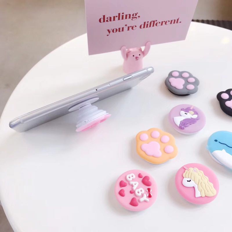 [Bayar Di Tempat]Casing Bentuk Kucing Unicorn Lucu untuk Samsung Xiaomi Smartphone 3D popsocket