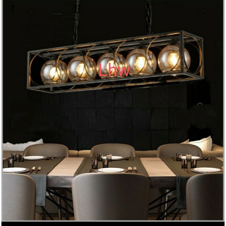 Lampu hias gantung minimalis vintage 5 lampu dekorasi ruang makan,cafe