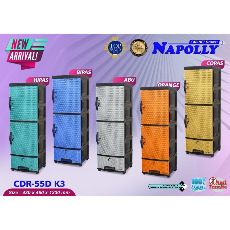 Lemari plastik napolly rotan cdr 55d k3