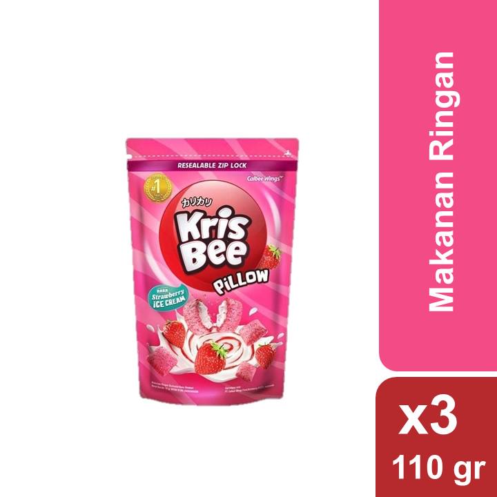 

Krisbee Pillow Biskuit Strawberry Ice Cream 110 gr Triple Pack