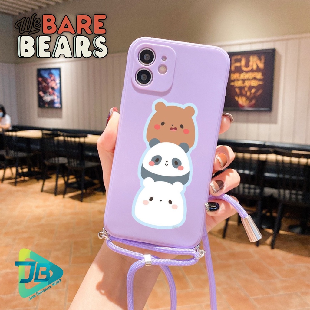 SOFTCASE SILIKON SLINGCASE TALI LANYARD STRAP PHONE MACARON PELINDUNG KAMERA WE BARE BEARS OPPO VIVO SAMSUNG XIAOMI REALME IPHONE ALL TYPE JB5319