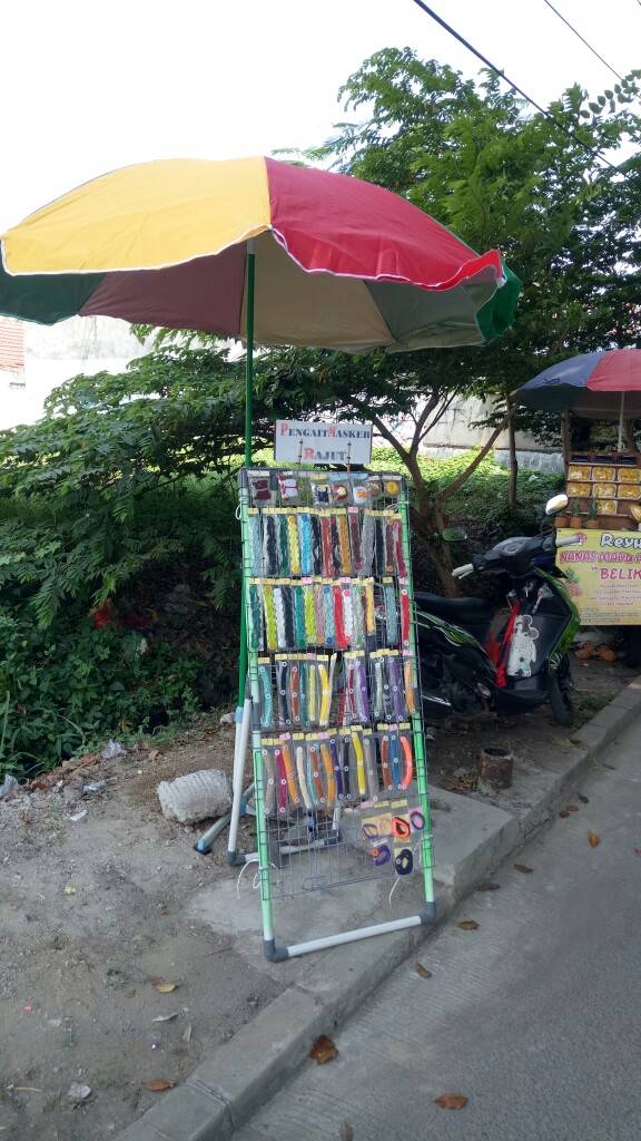 Payung Tenda Pantai 220cm Pelangi Double (2 Lapis/ 2 Layer/  2 Helai) Anti-uv.