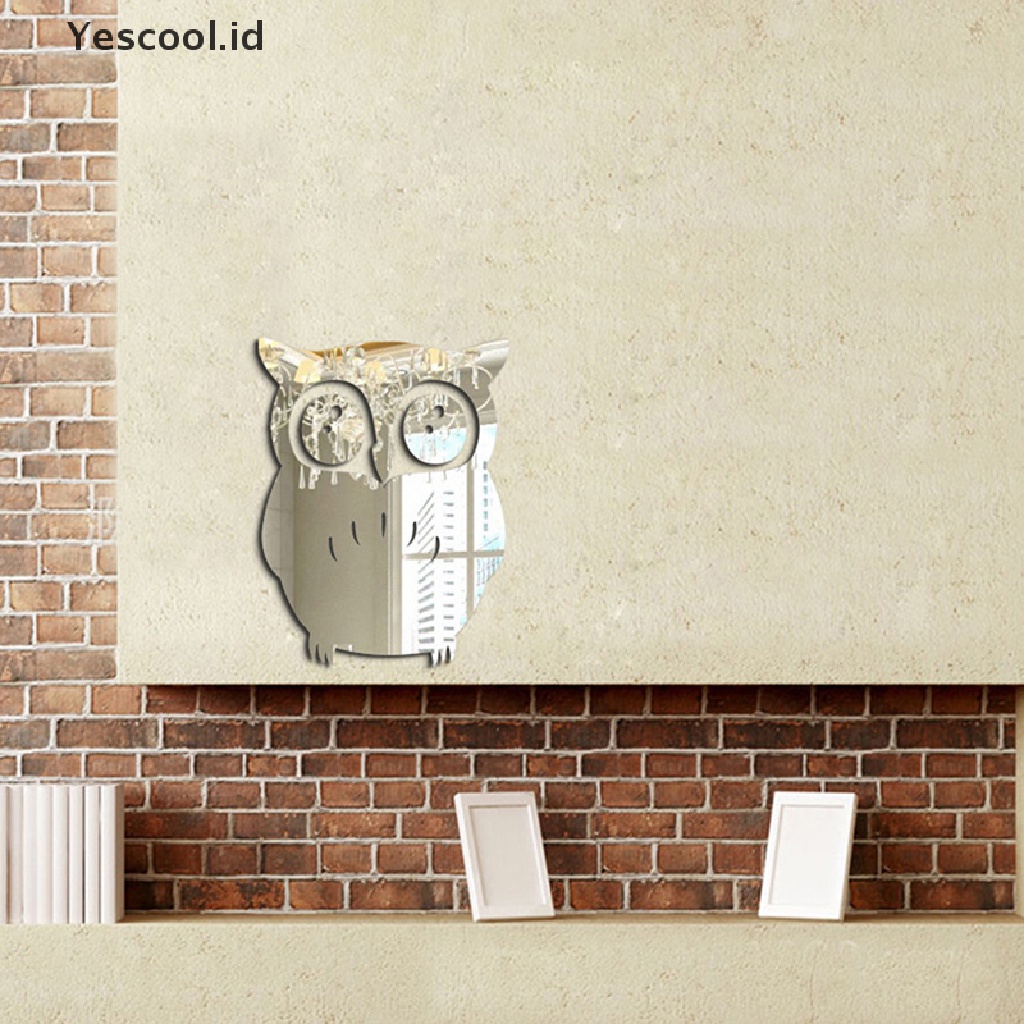 【Yescool】 3d owl art mirror decal vinyl mural wall stickers home decor removable diy .