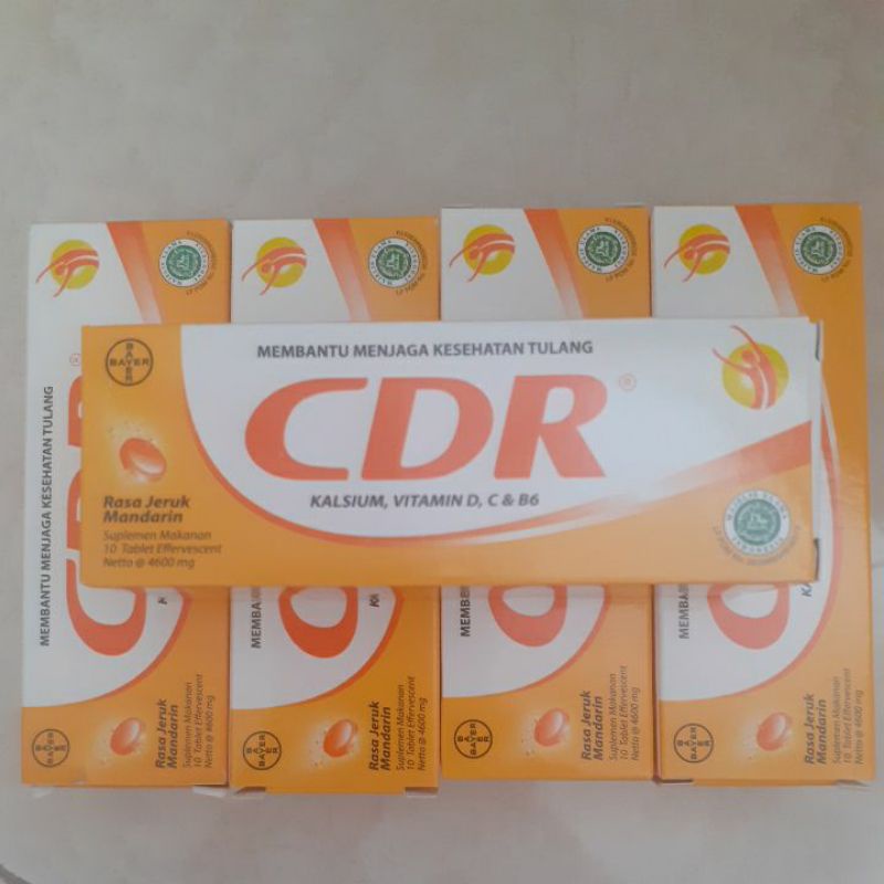 CDR kalsium vitamin D C & B6 rasa jeruk mandarin isi 10 tab 4600mg C1000