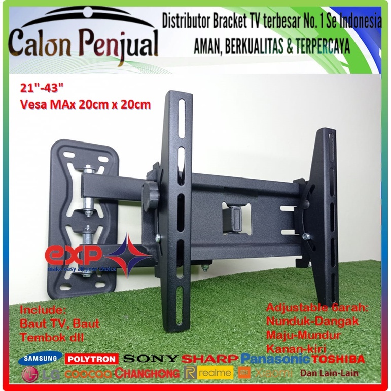 Bracket TV CHANGHONG 14 s/d 43 inch 6 ARAH FULL BESI SUPER KOKOH GARANSI 100% ORI
